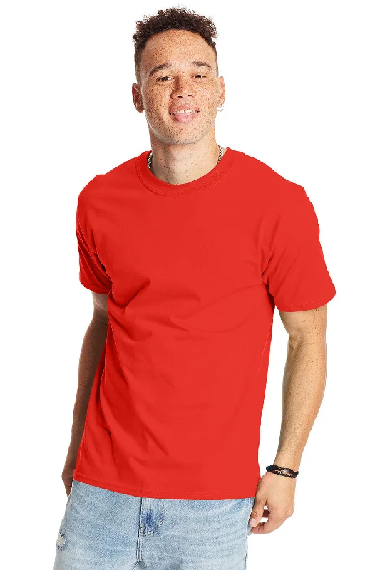 Stunning Fashion Hanes Mens Beefy-T Short Sleeve Crewneck T-Shirt - Poppy Red
