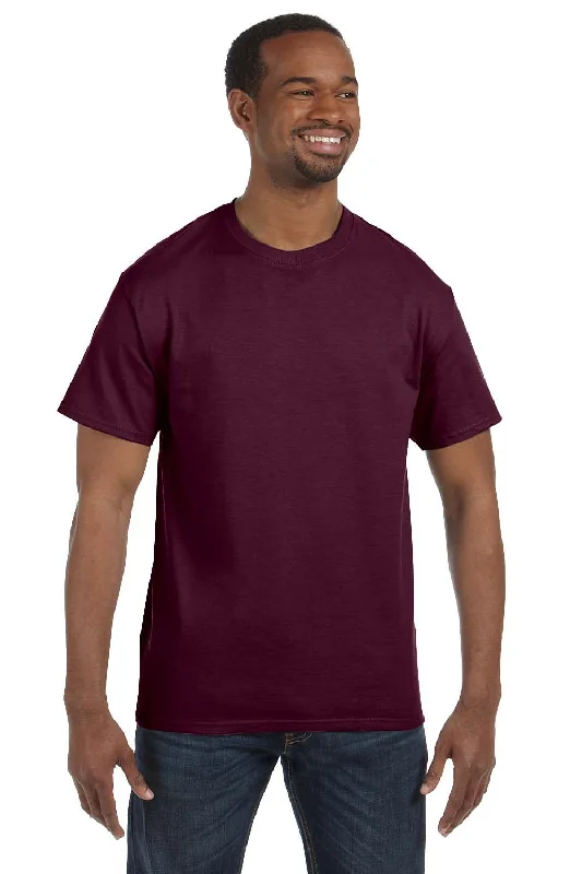 Minimal Style Hanes Mens ComfortSoft Short Sleeve Crewneck T-Shirt - Maroon