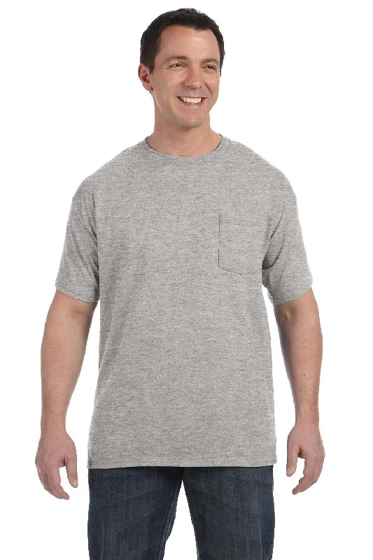 Dynamic Fashion Hanes Mens ComfortSoft Short Sleeve Crewneck T-Shirt w/ Pocket - Light Steel Grey