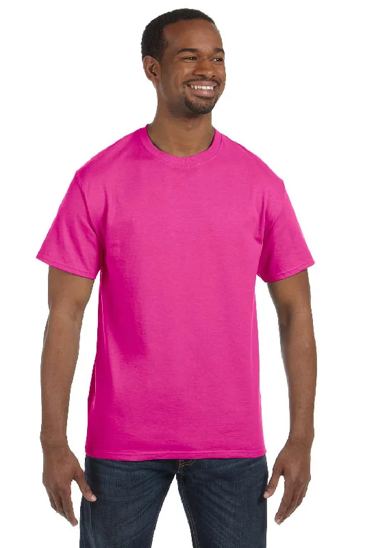 Soft Feel Jerzees Mens Dri-Power Moisture Wicking Short Sleeve Crewneck T-Shirt - Cyber Pink