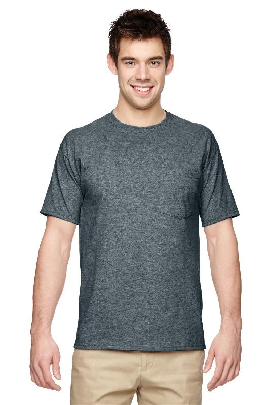 Effortless Elegance Jerzees Mens Dri-Power Moisture Wicking Short Sleeve Crewneck T-Shirt w/ Pocket - Heather Black