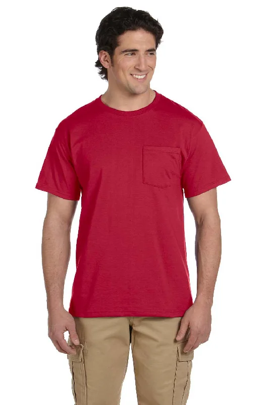 Floral Prints Jerzees Mens Dri-Power Moisture Wicking Short Sleeve Crewneck T-Shirt w/ Pocket - True Red