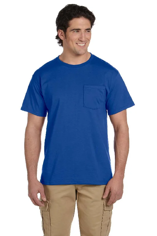 Hooded design Jerzees Mens Dri-Power Moisture Wicking Short Sleeve Crewneck T-Shirt w/ Pocket - Royal Blue