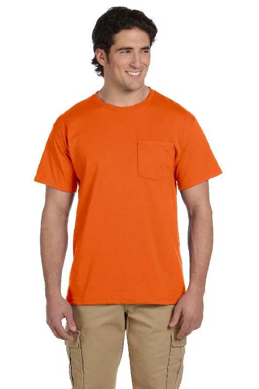 Casual And Casual Jerzees Mens Dri-Power Moisture Wicking Short Sleeve Crewneck T-Shirt w/ Pocket - Safety Orange