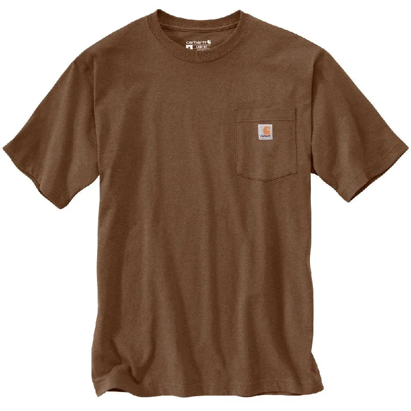 Simple Style Loose Fit Heavyweight Pocket T-Shirt - Mocha Heather