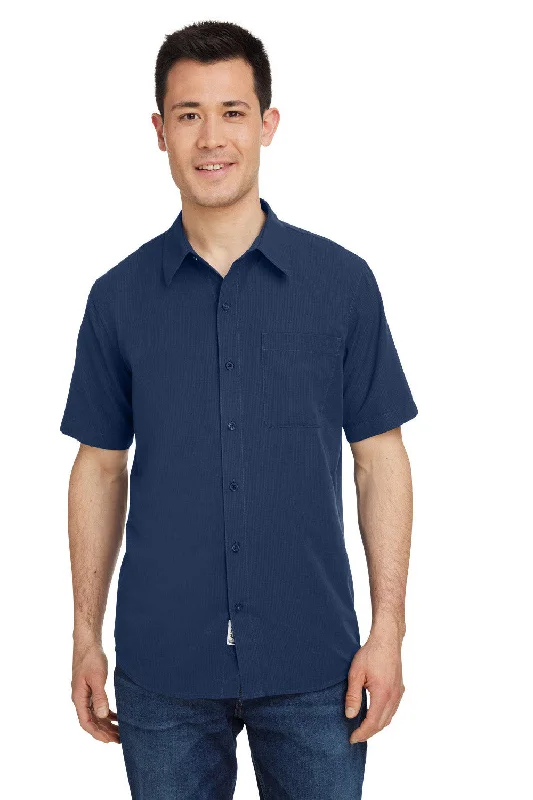 Fresh Wear Marmot Mens Aerobora Short Sleeve Button Down Shirt w/ Pocket - Arctic Navy Blue