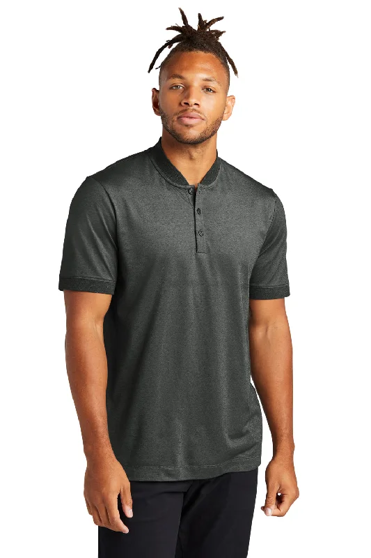 Cozy Fitting Mercer+Mettle Mens Moisture Wicking Short Sleeve Henley T-Shirt - Heather Anchor Grey