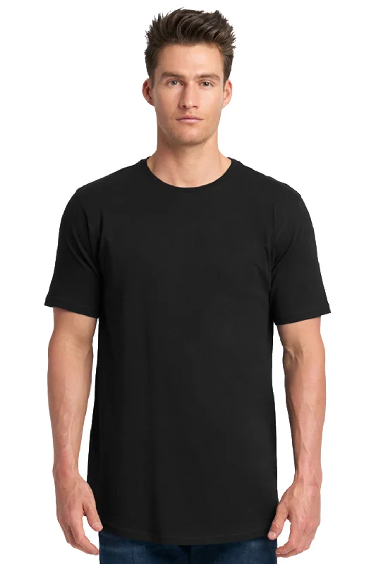 Sports Fashion Next Level Mens Long Body Jersey Short Sleeve Crewneck T-Shirt - Black