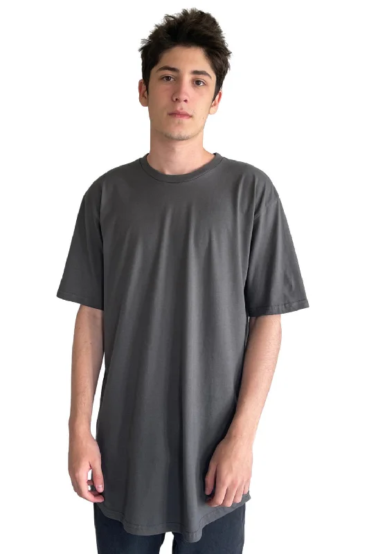 Trendy Layers Next Level Mens Long Body Jersey Short Sleeve Crewneck T-Shirt - Heavy Metal Grey