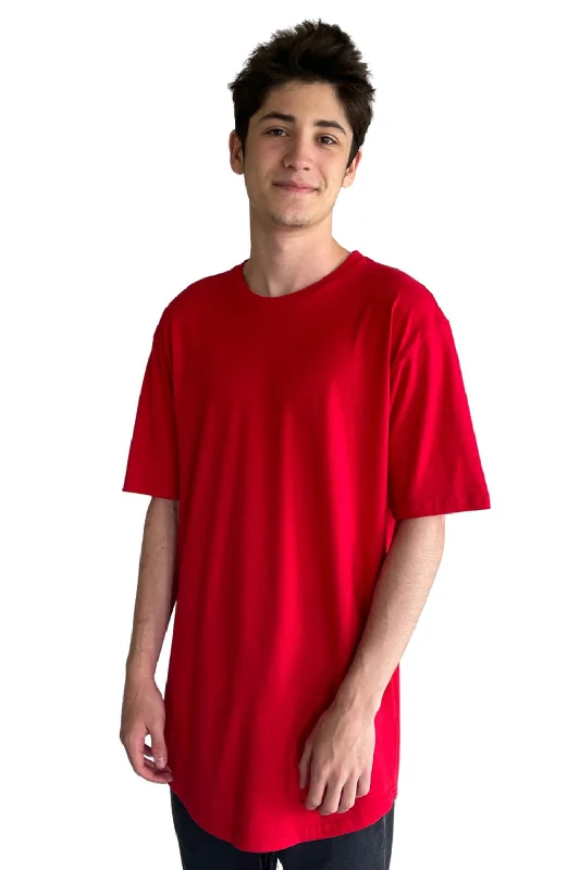 New Design Next Level Mens Long Body Jersey Short Sleeve Crewneck T-Shirt - Red