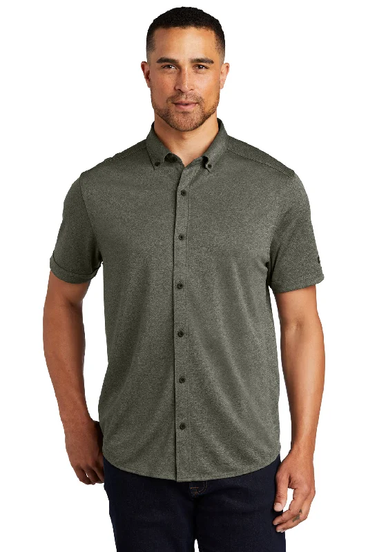 Versatile Wear Ogio Mens Gravitate Moisture Wicking Short Sleeve Button Down Shirt - Heather Drive Green