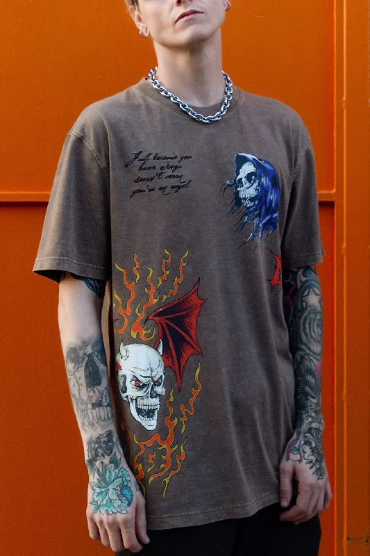 Youthful Poetry Embroidered Tee Brown