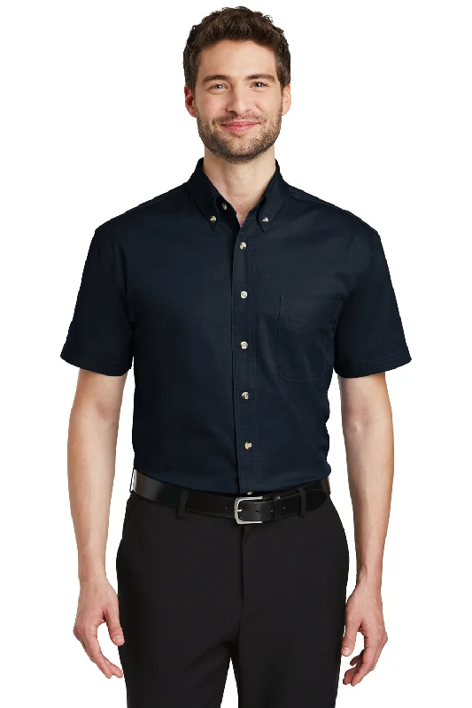Fresh And Capable Port Authority Mens Short Sleeve Button Down Shirt w/ Pocket - Classic Navy Blue