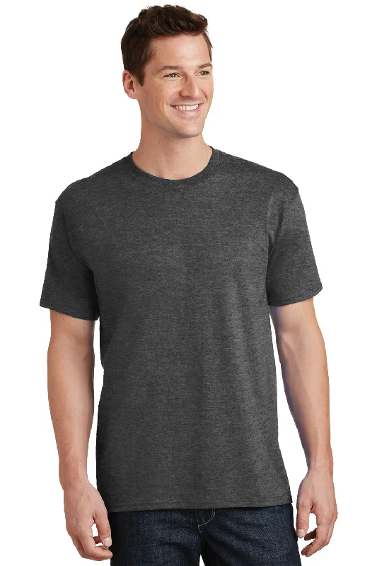 French Style Port & Company Mens Core Short Sleeve Crewneck T-Shirt - Heather Dark Grey