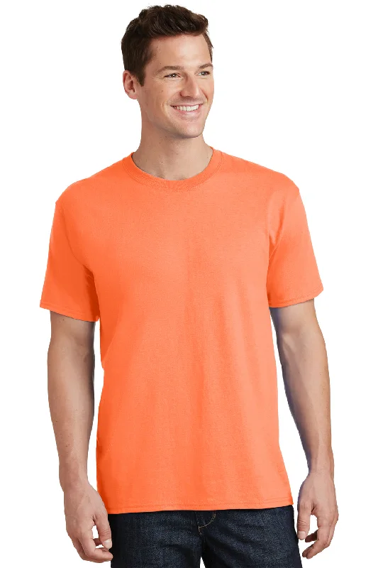Exquisite Craftsmanship Port & Company Mens Core Short Sleeve Crewneck T-Shirt - Neon Orange