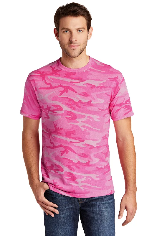 Sweet Style Port & Company Mens Core Short Sleeve Crewneck T-Shirt - Pink Camo