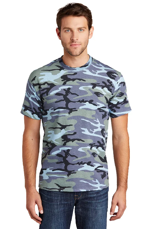 Warm Wear Port & Company Mens Core Short Sleeve Crewneck T-Shirt - Woodland Blue Camo
