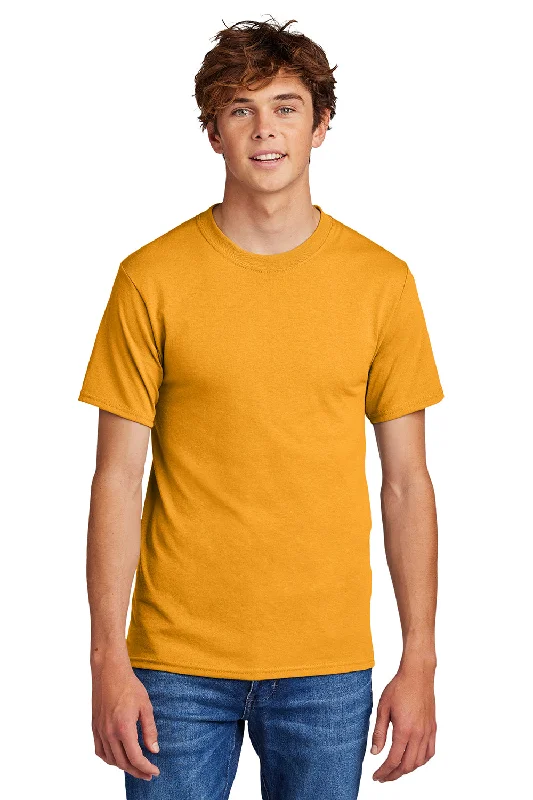 Light And Breathable Port & Company Mens Core Short Sleeve Crewneck T-Shirt - Gold