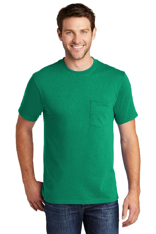 Modern City Port & Company Mens Core Short Sleeve Crewneck T-Shirt w/ Pocket - Kelly Green