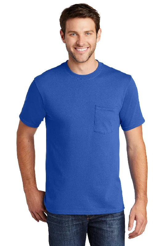 Energy Wear Port & Company Mens Core Short Sleeve Crewneck T-Shirt w/ Pocket - Royal Blue