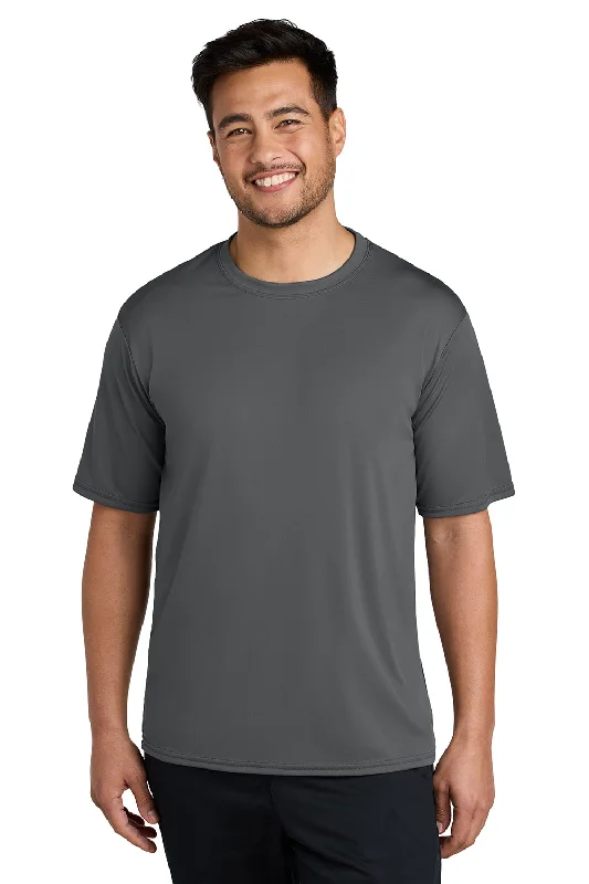 Dressing Tips Port & Company Mens Dry Zone Performance Moisture Wicking Short Sleeve Crewneck T-Shirt - Charcoal Grey