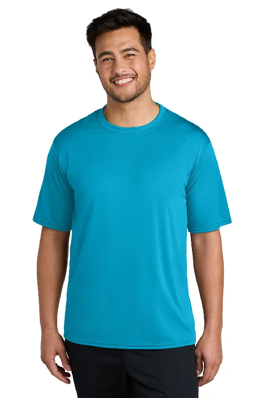 Relaxed Fashion Port & Company Mens Dry Zone Performance Moisture Wicking Short Sleeve Crewneck T-Shirt - Neon Blue