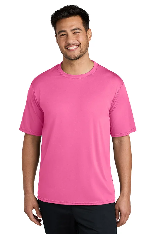Elegant Casuals Port & Company Mens Dry Zone Performance Moisture Wicking Short Sleeve Crewneck T-Shirt - Neon Pink