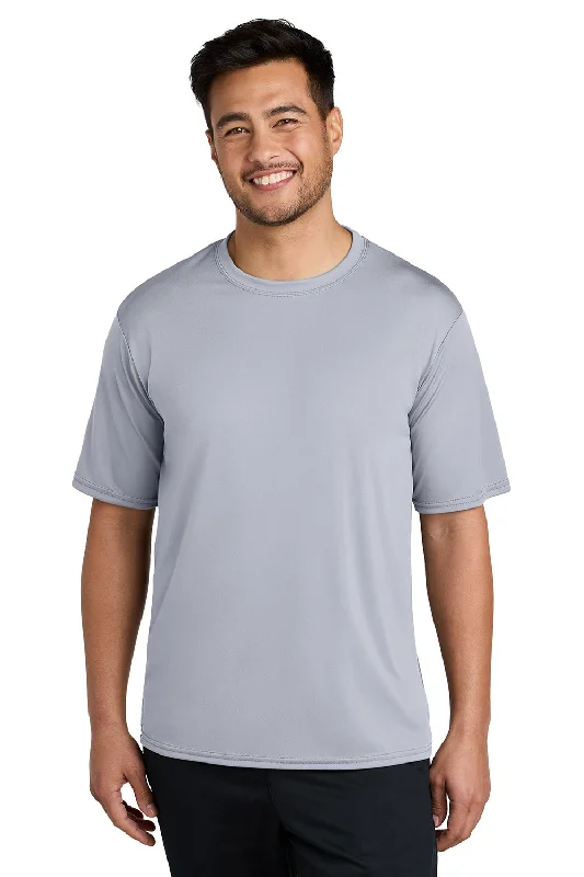 Fashion Comfort Port & Company Mens Dry Zone Performance Moisture Wicking Short Sleeve Crewneck T-Shirt - Silver Grey