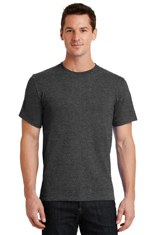 Youthful Style Port & Company Mens Essential Short Sleeve Crewneck T-Shirt - Heather Dark Grey