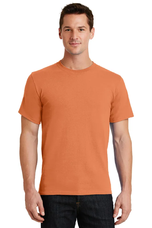 Cozy Street Style Port & Company Mens Essential Short Sleeve Crewneck T-Shirt - Orange Sherbet