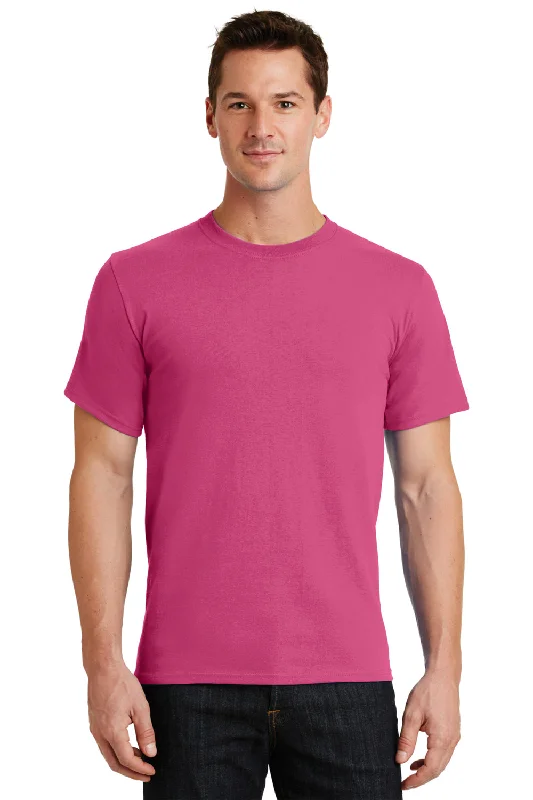 Spring Fashion Port & Company Mens Essential Short Sleeve Crewneck T-Shirt - Sangria Pink