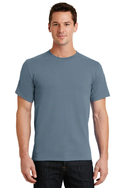 Modern Chic Port & Company Mens Essential Short Sleeve Crewneck T-Shirt - Stonewashed Blue