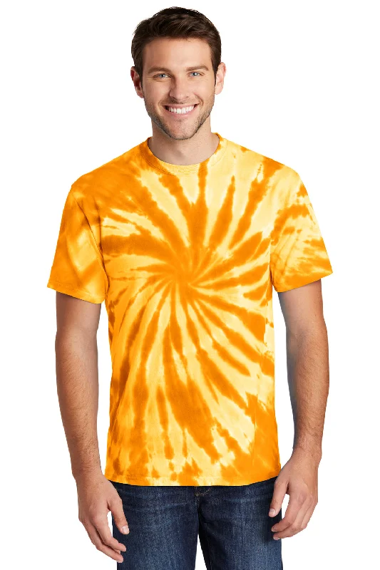 Fashionable Inner Wear Port & Company Mens Tie-Dye Short Sleeve Crewneck T-Shirt - Gold