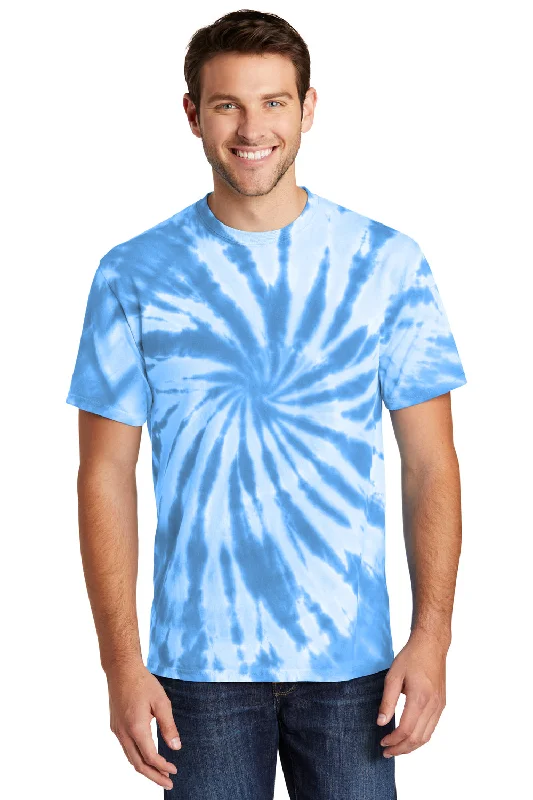 Relaxed Style Port & Company Mens Tie-Dye Short Sleeve Crewneck T-Shirt - Light Blue