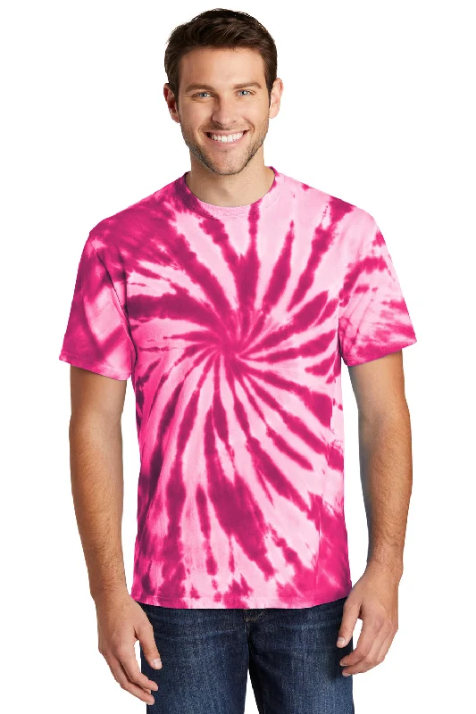 Celebrity Style Port & Company Mens Tie-Dye Short Sleeve Crewneck T-Shirt - Pink