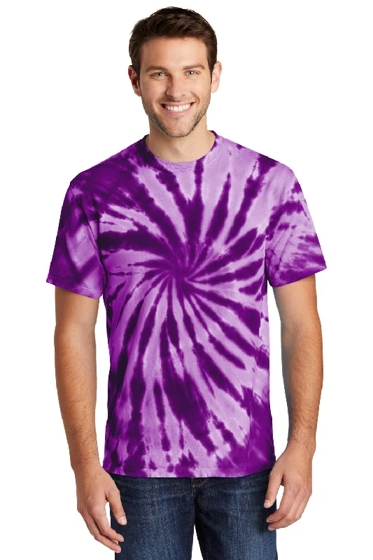 Ethnic Style Port & Company Mens Tie-Dye Short Sleeve Crewneck T-Shirt - Purple