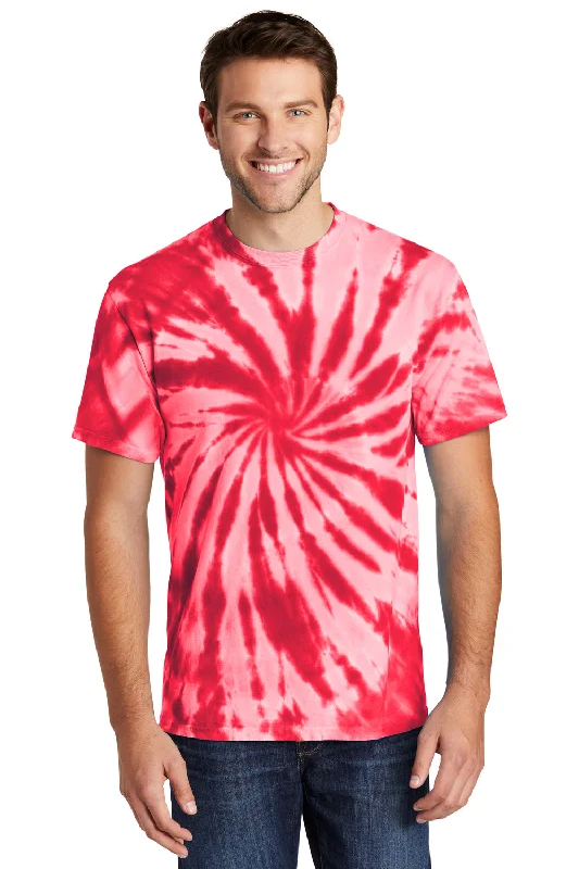Design Must-have Port & Company Mens Tie-Dye Short Sleeve Crewneck T-Shirt - Red