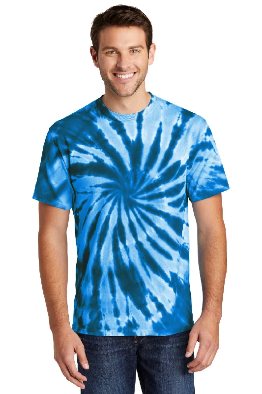 Fresh And Fashionable Port & Company Mens Tie-Dye Short Sleeve Crewneck T-Shirt - Royal Blue