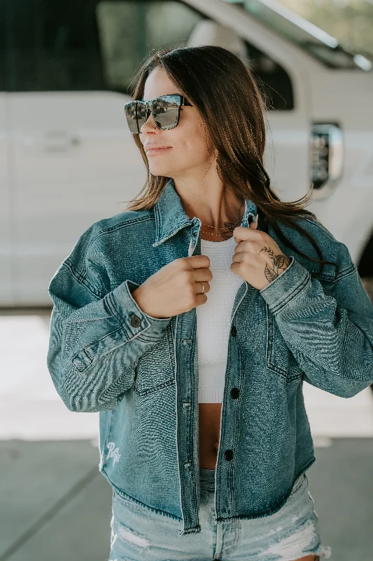 Sports Design See You Later Jean Jacket, Denim Blue