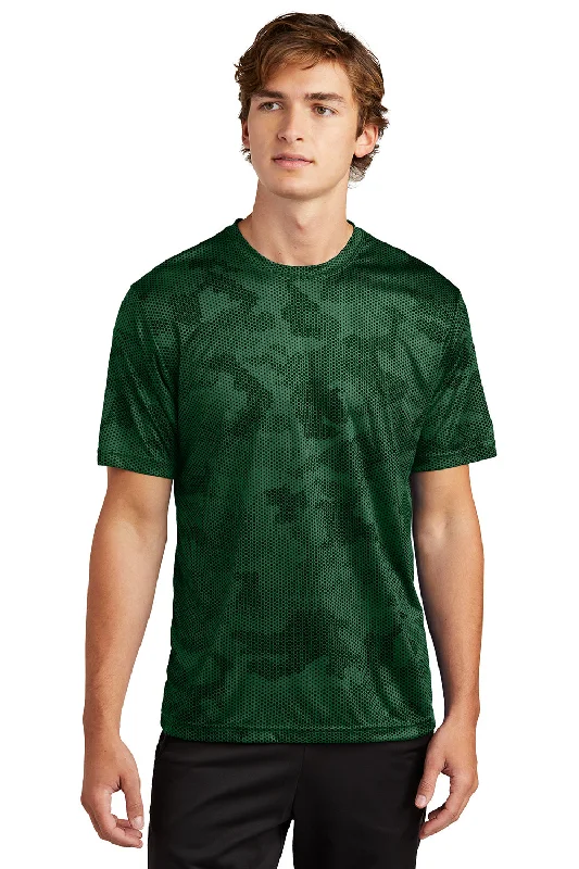 Soft Trends Sport-Tek Mens CamoHex Moisture Wicking Short Sleeve Crewneck T-Shirt - Forest Green