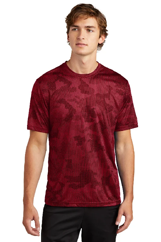 Comfortable Lifestyle Sport-Tek Mens CamoHex Moisture Wicking Short Sleeve Crewneck T-Shirt - Deep Red