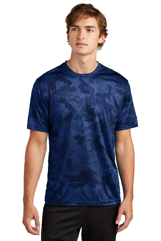 High-quality Styles Sport-Tek Mens CamoHex Moisture Wicking Short Sleeve Crewneck T-Shirt - True Royal Blue