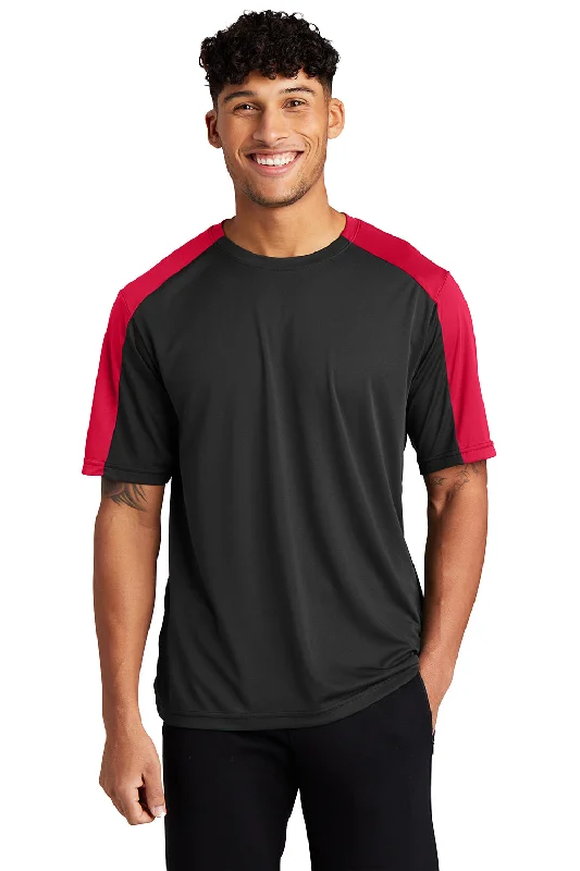 Casual Chic Wear Sport-Tek Mens Competitor Moisture Wicking Short Sleeve Crewneck T-Shirt - Black/True Red