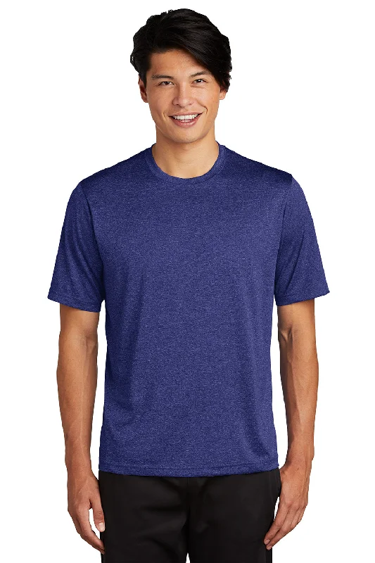 Everyday Outfits Sport-Tek Mens Contender Heather Moisture Wicking Short Sleeve Crewneck T-Shirt - Heather Cobalt Blue