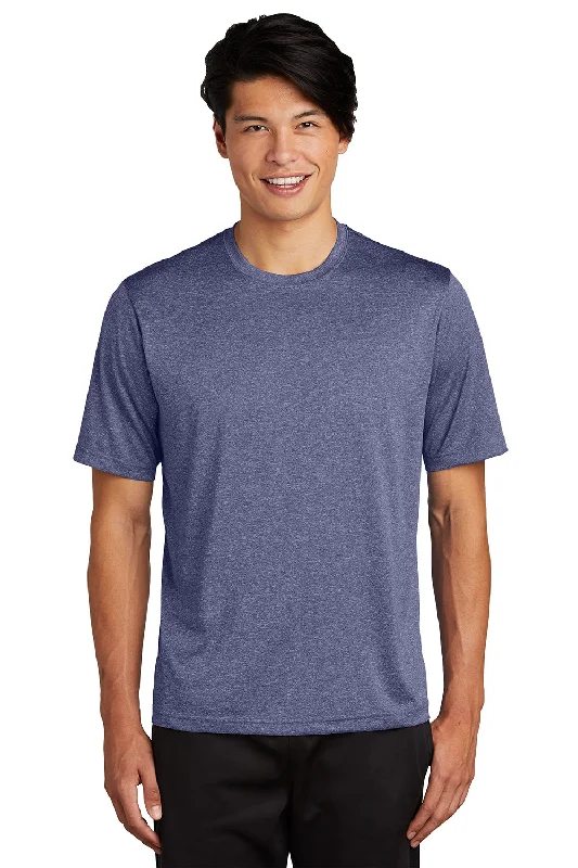 Simple Elegance Sport-Tek Mens Contender Heather Moisture Wicking Short Sleeve Crewneck T-Shirt - Heather True Navy Blue