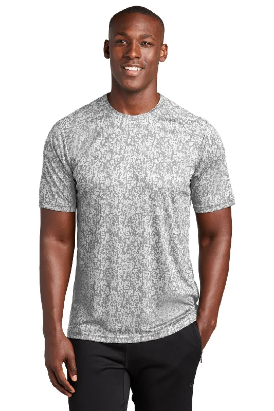 Celebrity Picks Sport-Tek Mens Digi Camo Moisture Wicking Short Sleeve Crewneck T-Shirt - White