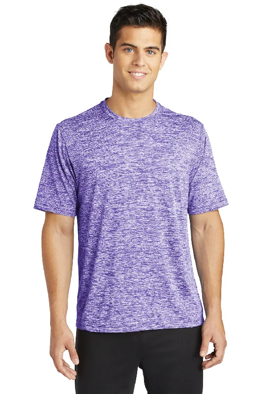 Sports Cool Sport-Tek Mens Electric Heather Moisture Wicking Short Sleeve Crewneck T-Shirt - Purple Electric