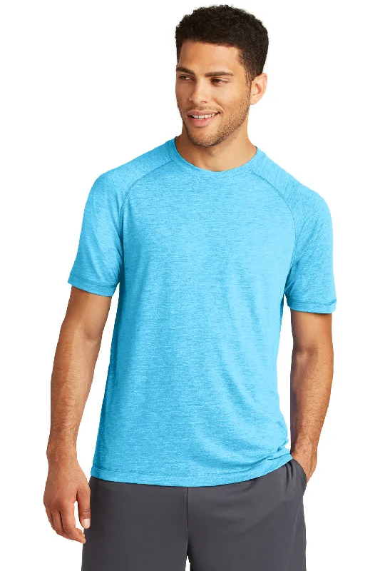 Exclusive Customization Sport-Tek Mens Moisture Wicking Short Sleeve Crewneck T-Shirt - Heather Pond Blue