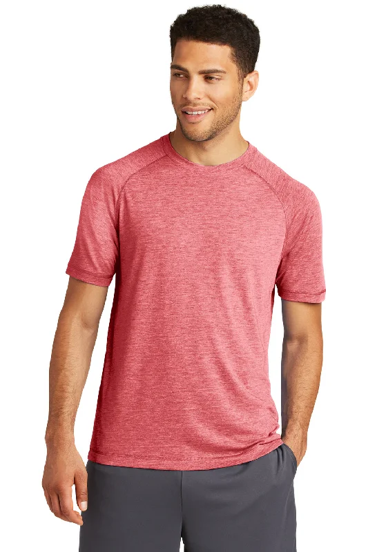 Unique Prints Sport-Tek Mens Moisture Wicking Short Sleeve Crewneck T-Shirt - Heather True Red