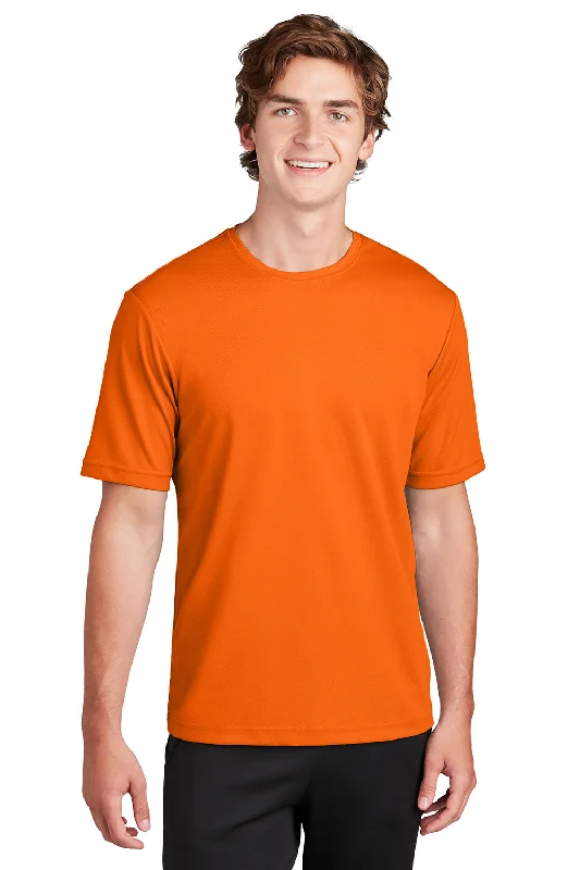 Classic Sport-Tek Mens RacerMesh Moisture Wicking Short Sleeve Crewneck T-Shirt - Neon Orange